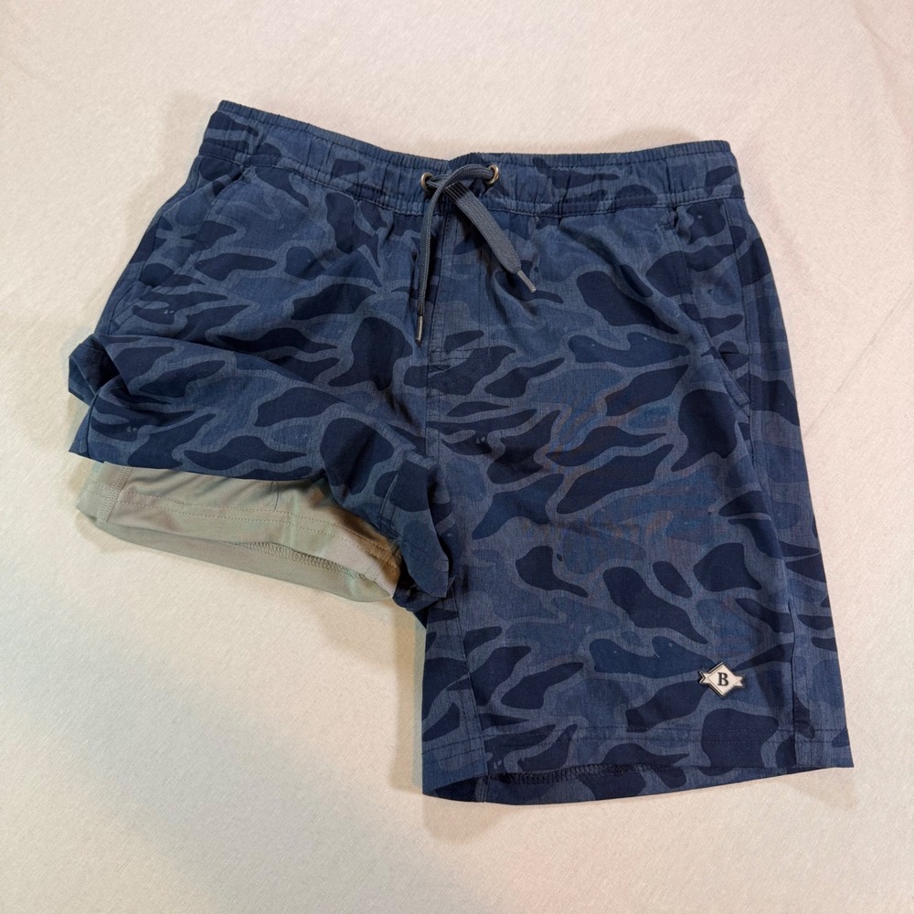 BURLEBO Camo Performance Shorts Boys XL Blue Activewear Outodoors Gorpcore